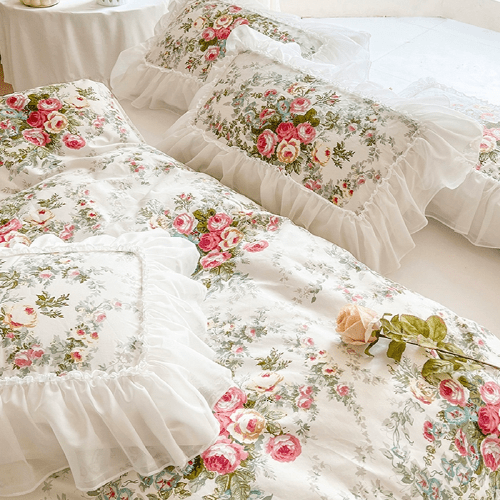 Enchanted Rose Garden Frill Bedding Set - WonderlandByLilian