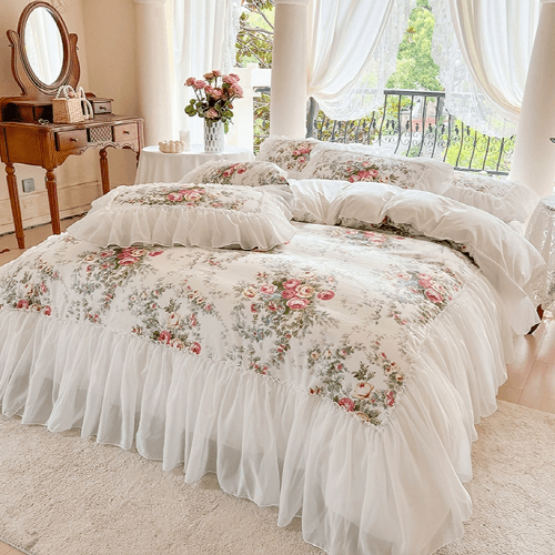 Enchanted Rose Garden Frill Bedding Set - WonderlandByLilian