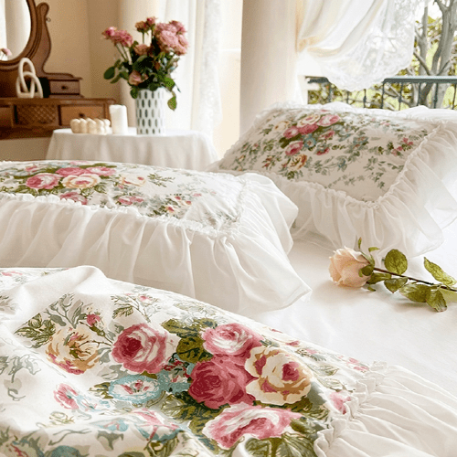 Enchanted Rose Garden Frill Bedding Set - WonderlandByLilian