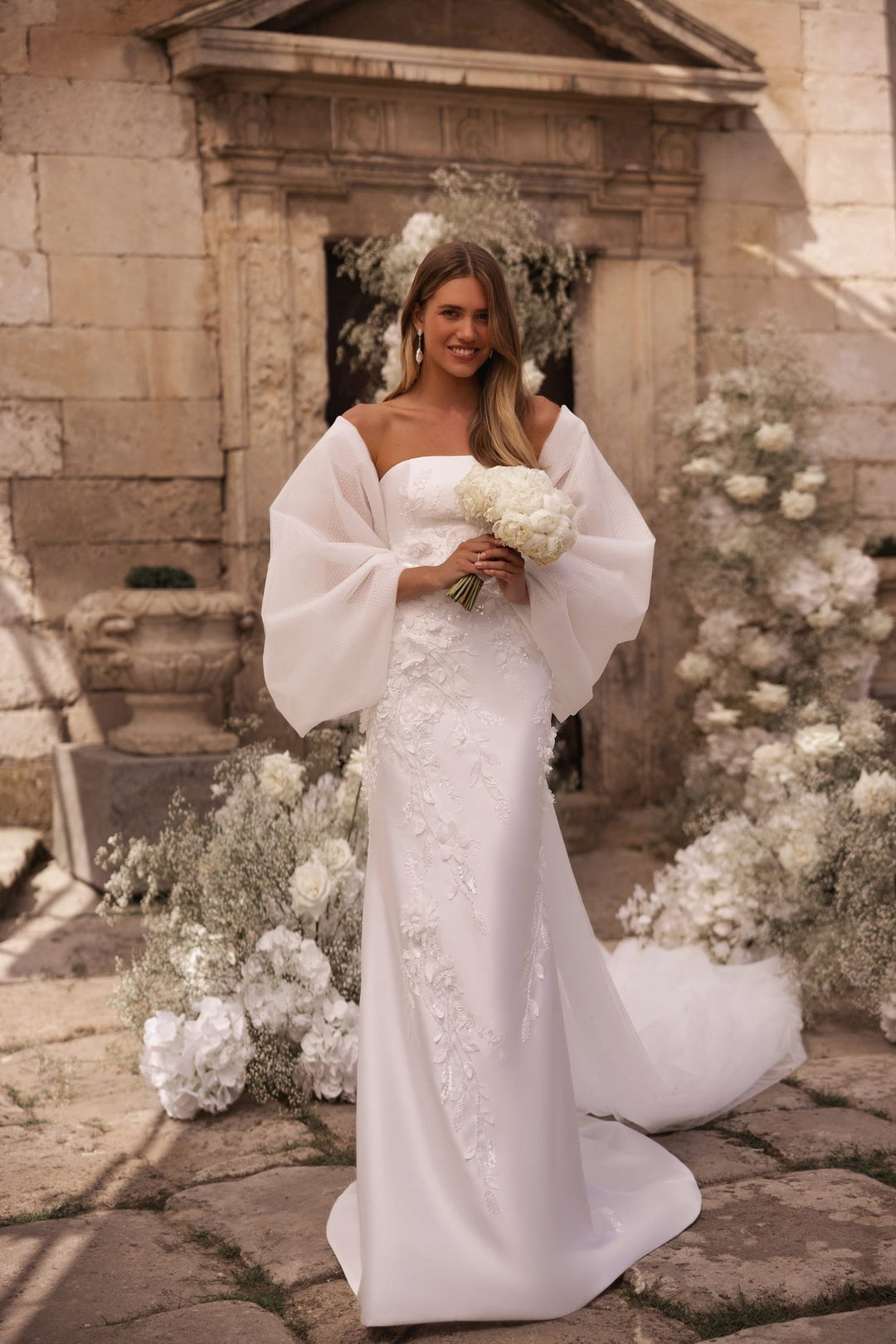 Enchanting Ivory Wedding Dress with Sequined Floral Details Plus Size: Immerse in the Beauty of Elegance - WonderlandByLilian