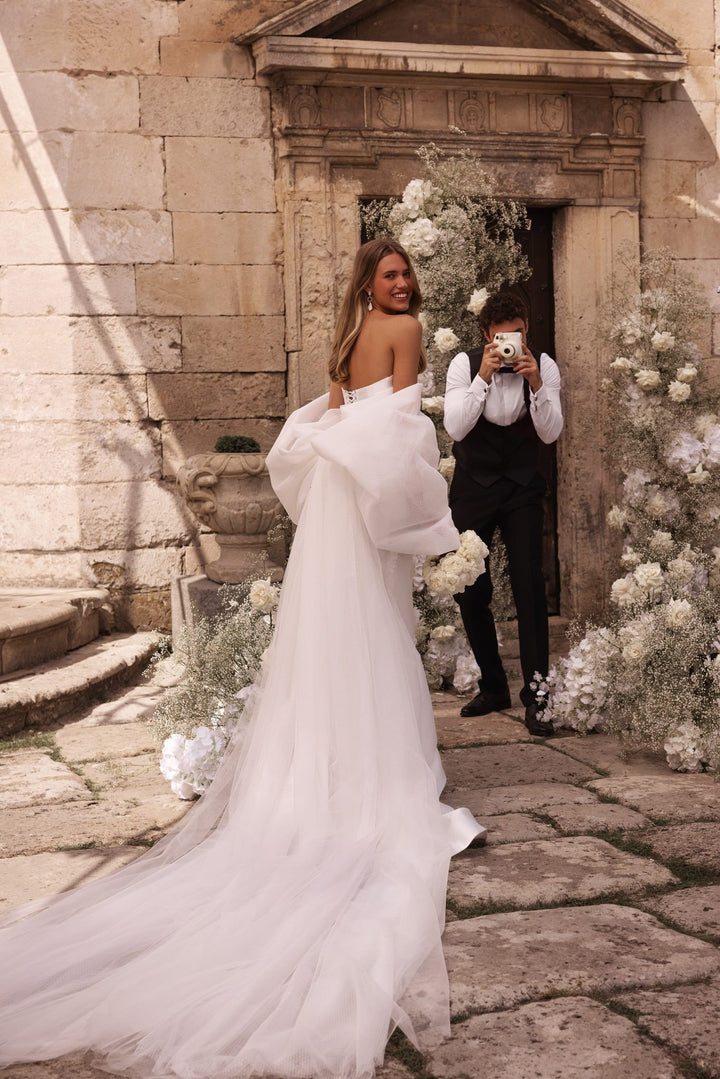 Enchanting Ivory Wedding Dress with Sequined Floral Details Plus Size: Immerse in the Beauty of Elegance - WonderlandByLilian