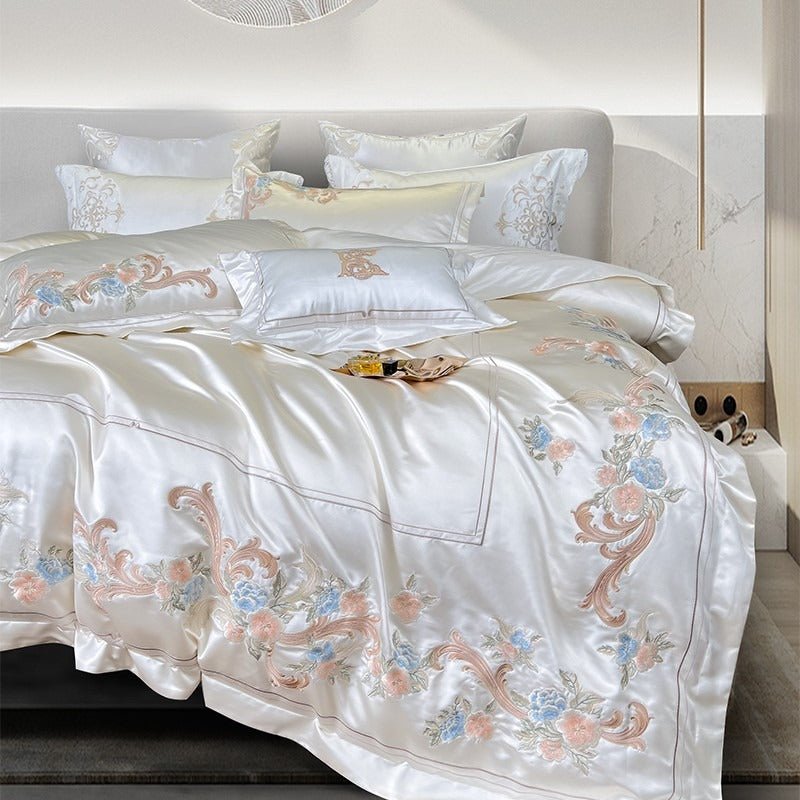 Esana White Embroidery Egyptian Cotton Bedding Set - WonderlandByLilian