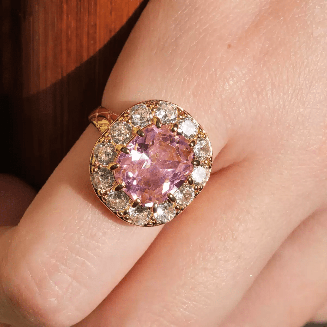 Eternal Blossom – Handmade Vintage - Style Pink Cushion Cut Ring - Magnificent - WonderlandByLilian