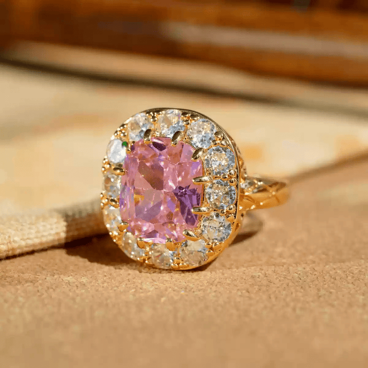 Eternal Blossom – Handmade Vintage - Style Pink Cushion Cut Ring - Magnificent - WonderlandByLilian
