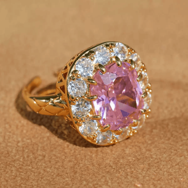 Eternal Blossom – Handmade Vintage - Style Pink Cushion Cut Ring - Magnificent - WonderlandByLilian