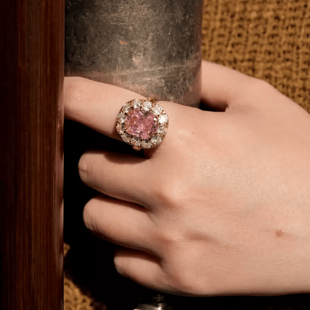 Eternal Blossom – Handmade Vintage - Style Pink Cushion Cut Ring - Magnificent - WonderlandByLilian