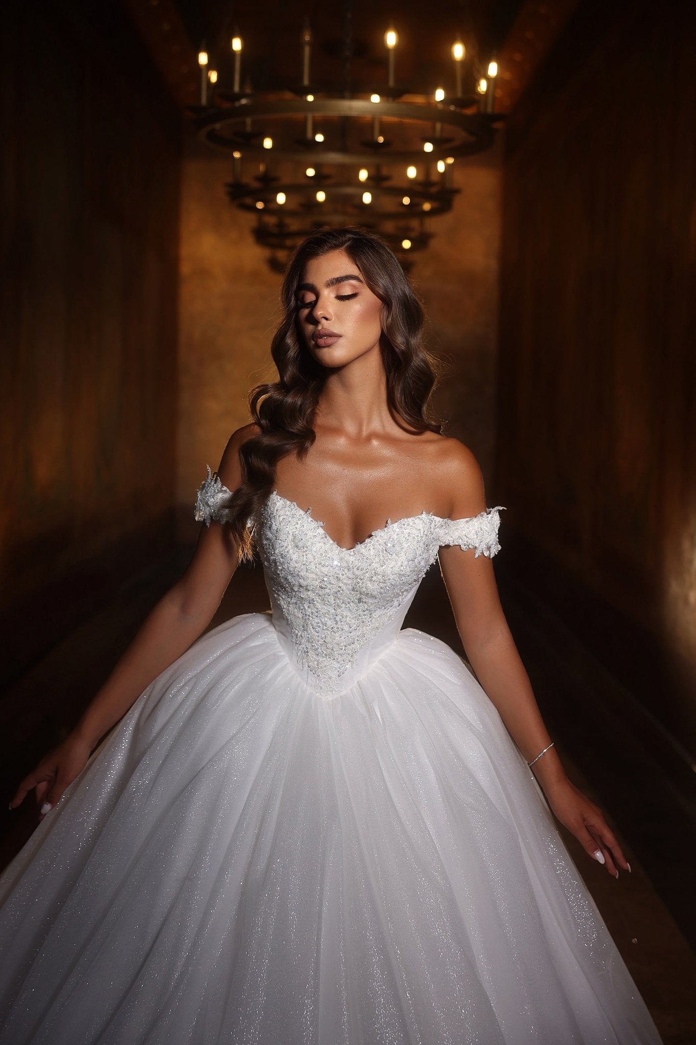 Ethereal Lace Off-Shoulder Bridal Gown Plus Size - WonderlandByLilian