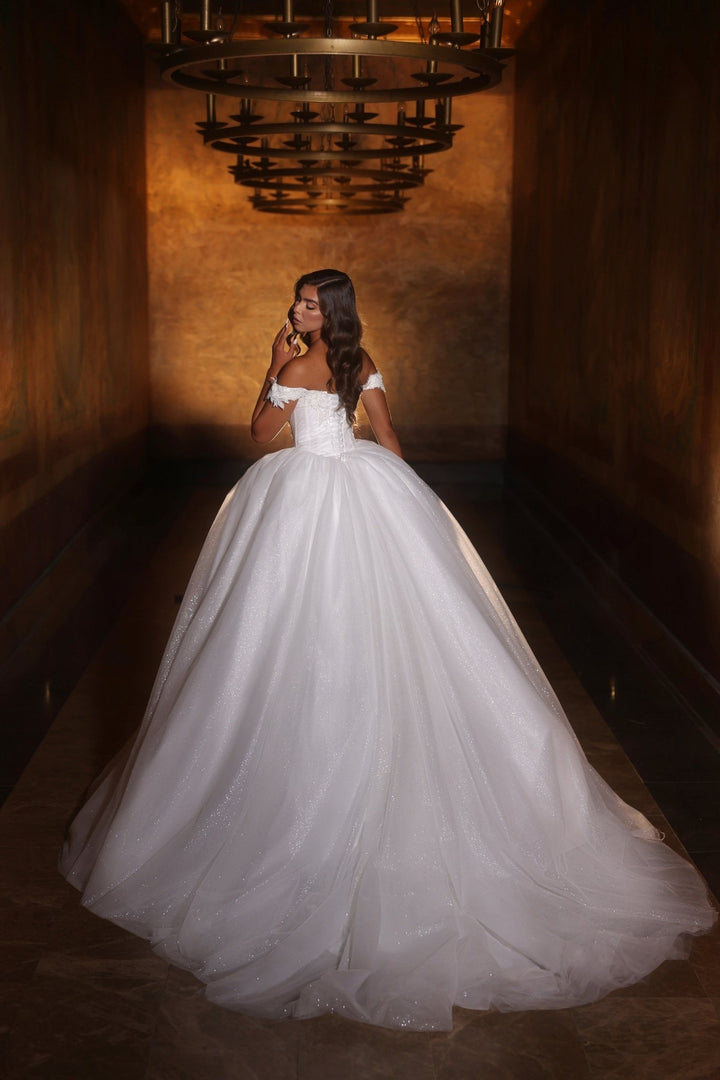 Ethereal Lace Off-Shoulder Bridal Gown Plus Size - WonderlandByLilian