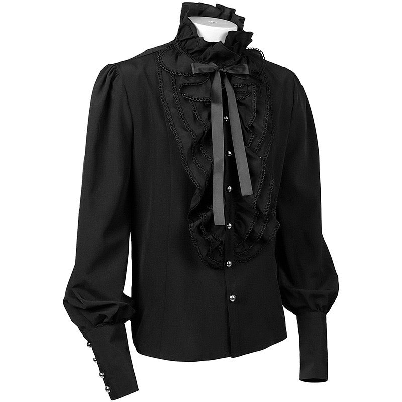 European Gothic Ruffle Stand Collar Shirt Vintage With Puff European Gothic Ruffle Stand Collar Shirt Vintage With Puff