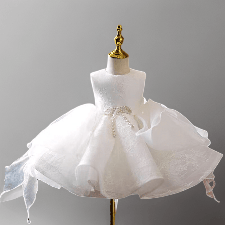 Fairy Ivory Lace Flower Girl Dress for Wedding – Sleeveless Plus Size - WonderlandByLilian