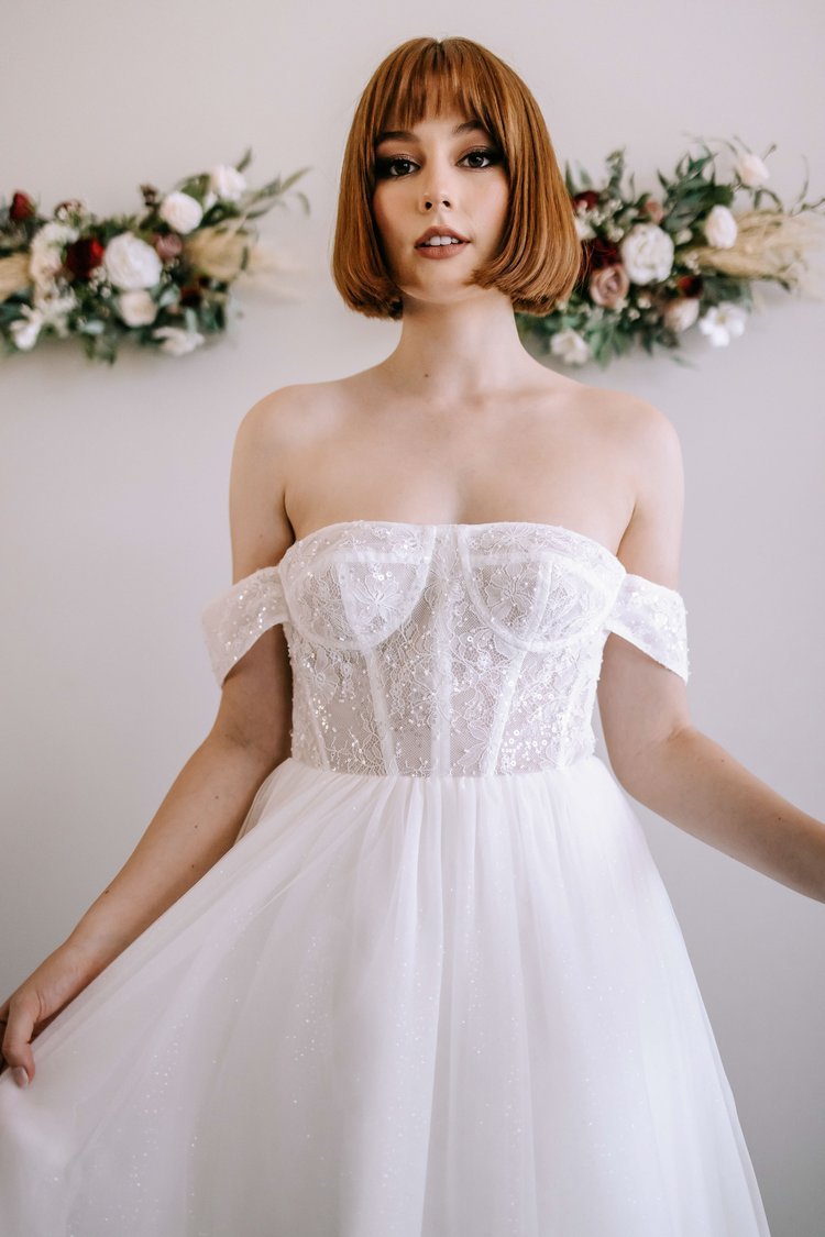 Fairytale Wedding Gown with Sheer Bodice and Sparkling Tulle Skirt Plus Size - IVY - WonderlandByLilian