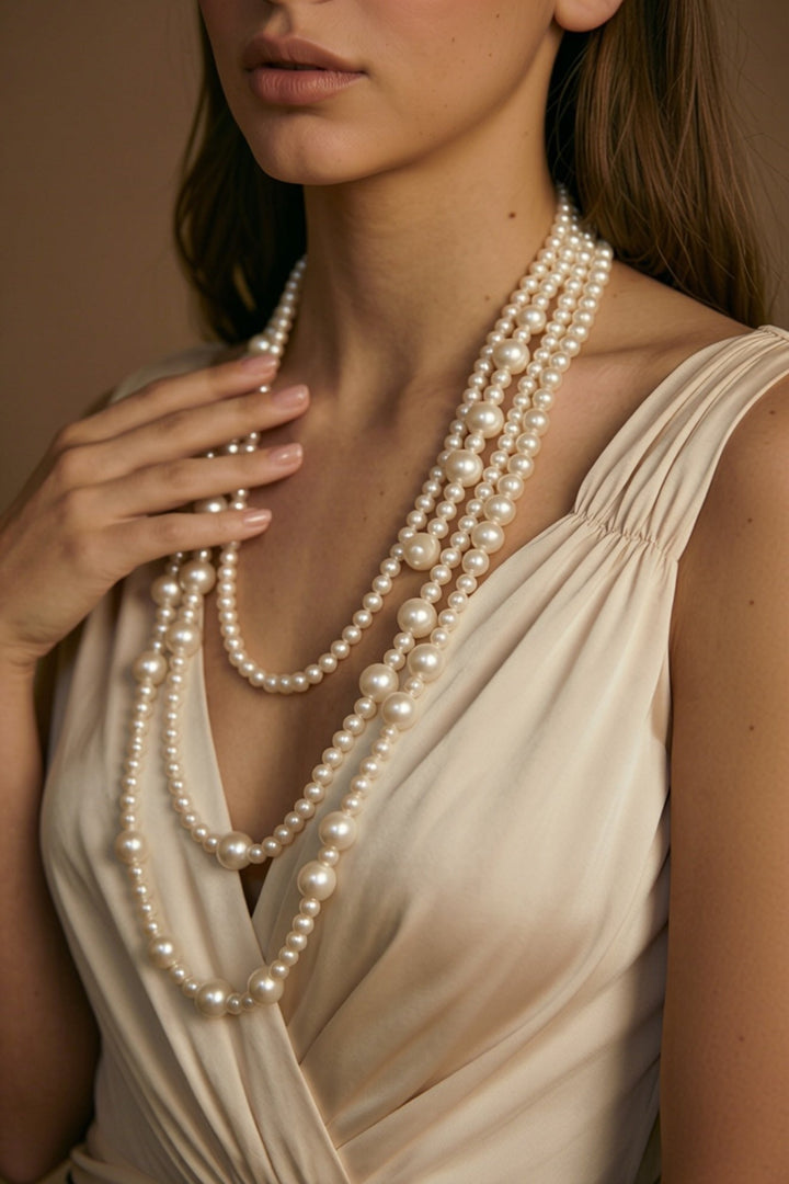 First Glance – Victorian Multi Strand Pearl Necklace Regency Bridal Jewelry - WonderlandByLilian