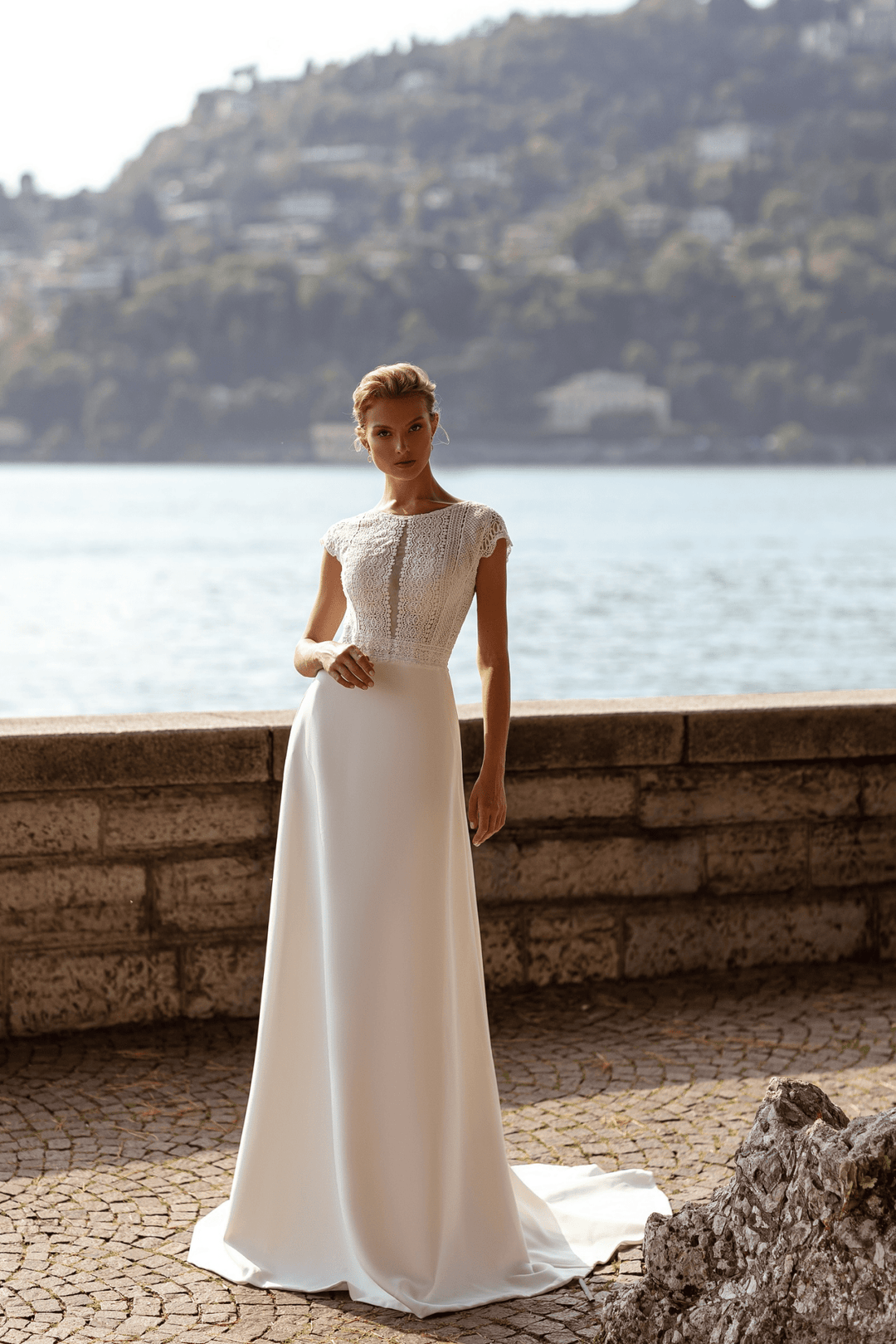 Floral Lace Wedding Dress - Fitted Lace Wedding Dress with Sleeve - Elegant Bridal Gown Plus Size - WonderlandByLilian