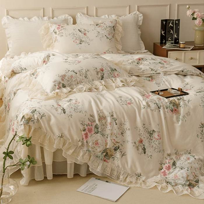 Floral Princess Cotton Frill Bedding Set - WonderlandByLilian