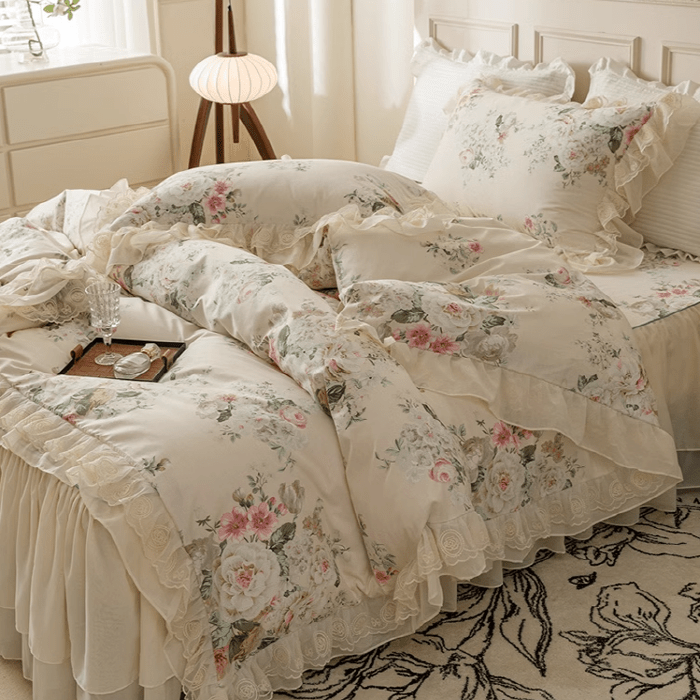 Floral Princess Cotton Frill Bedding Set - WonderlandByLilian