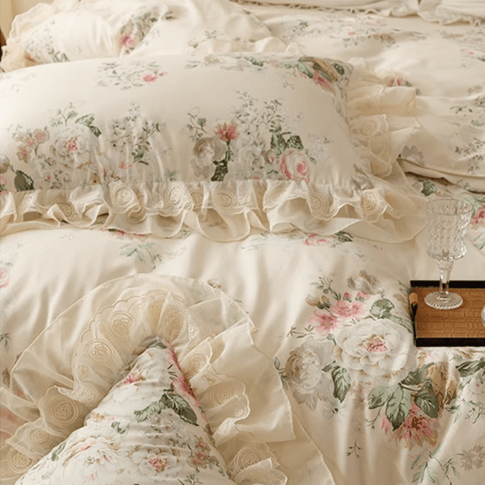 Floral Princess Cotton Frill Bedding Set - WonderlandByLilian