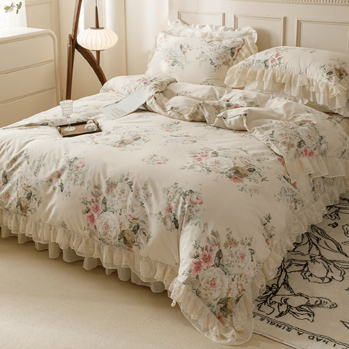 Floral Princess Cotton Frill Bedding Set - WonderlandByLilian