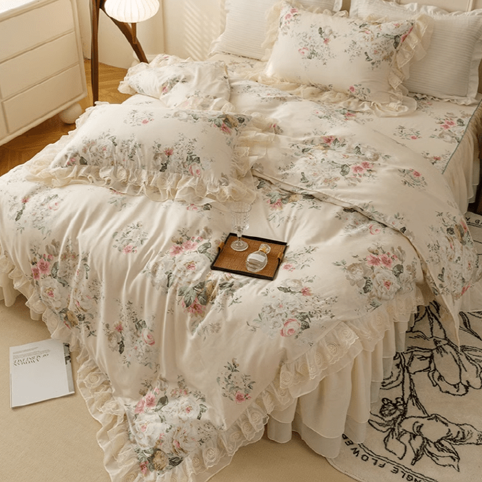 Floral Princess Cotton Frill Bedding Set - WonderlandByLilian