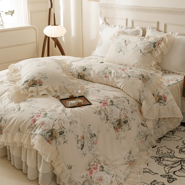 Floral Princess Cotton Frill Bedding Set - WonderlandByLilian