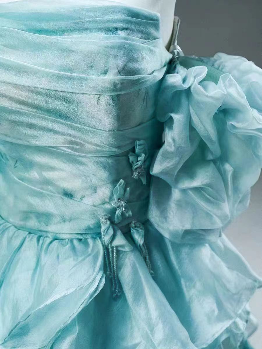Aqua Blue Floral Off-Shoulder Vintage Ball Gown Evening Dress - Plus S WonderlandByLilian Aqua Blue Floral Off-Shoulder Vintage Ball Gown Evening Dress - Plus S WonderlandByLilian