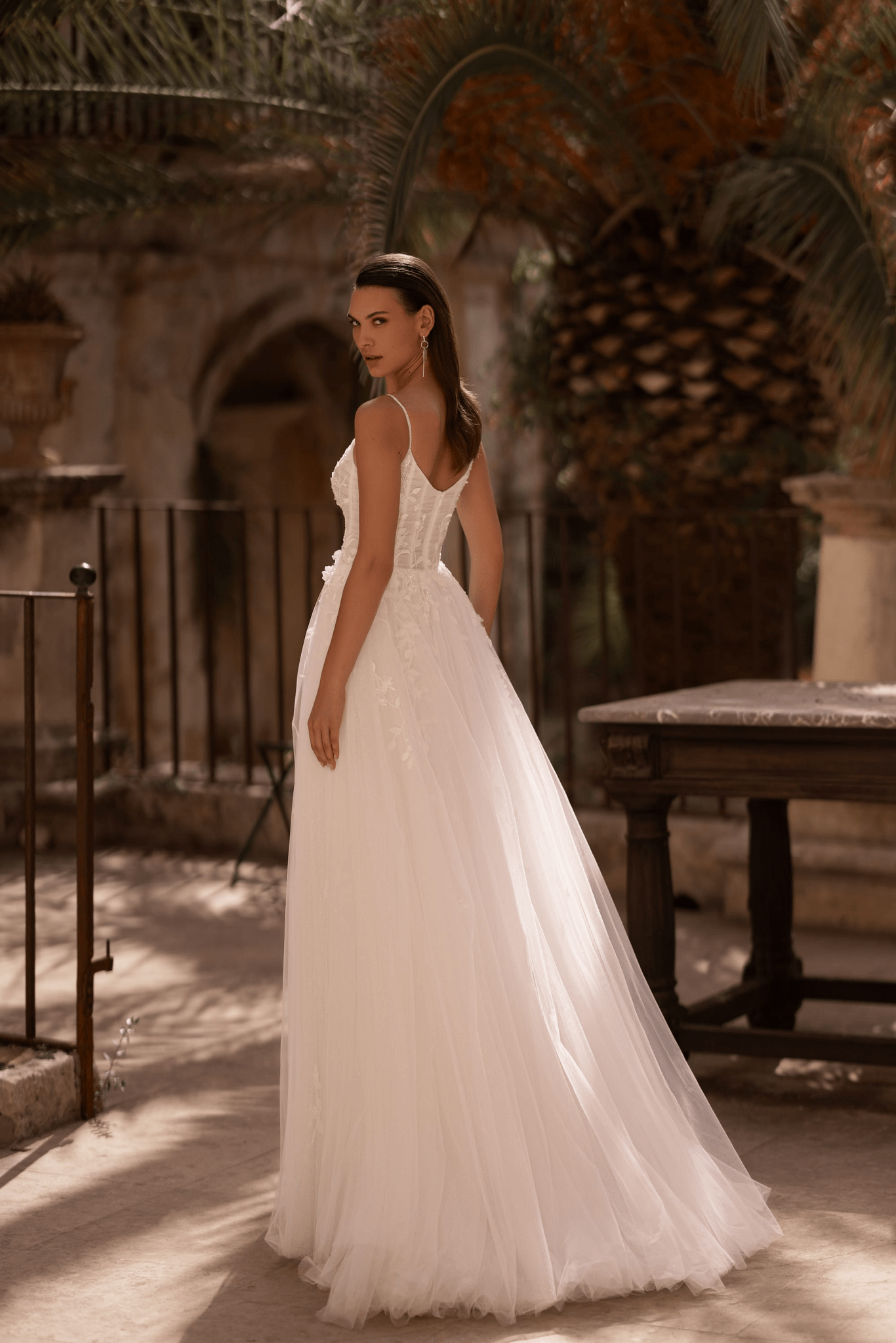 Floral Wedding Dress with Applique and Sleeveless - Modern Wedding Dress with Spaghetti Straps Plus Size - WonderlandByLilian