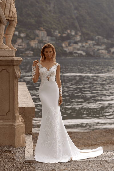 Floral Lace Wedding Dress - Mermaid Wedding Dress - Long Sleeve Wedding Dress - Elegant Bridal Gown Plus Size - WonderlandByLilian