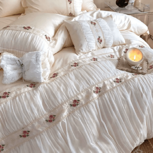 French Rose Silk Bedding Set - WonderlandByLilian