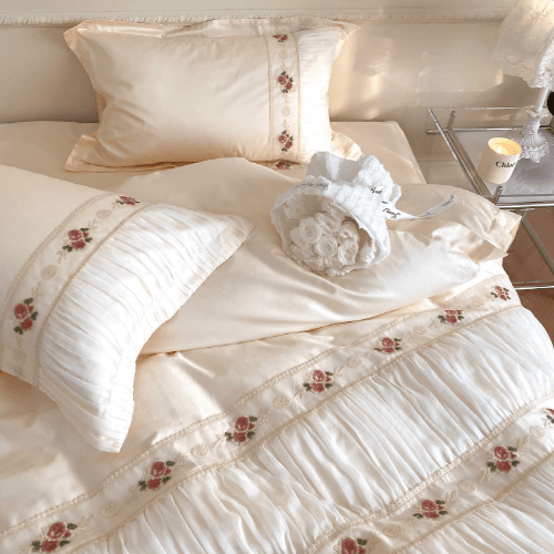 French Rose Silk Bedding Set - WonderlandByLilian