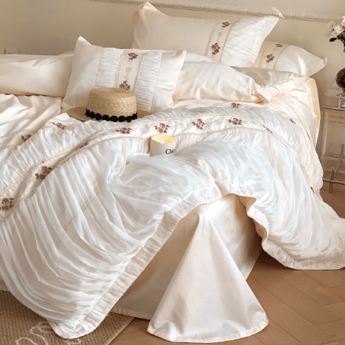 French Rose Silk Bedding Set - WonderlandByLilian