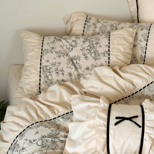 French Vintage Floral Cream Bedding Set - WonderlandByLilian