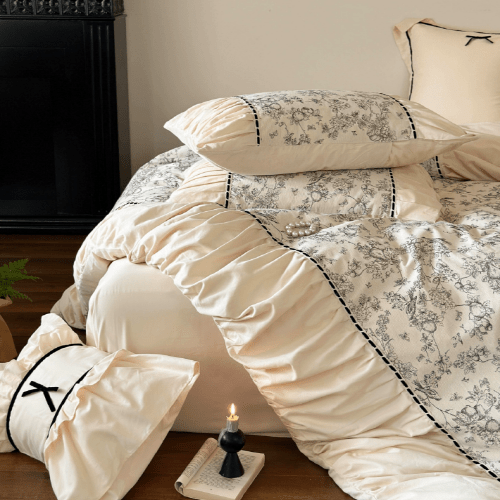 French Vintage Floral Cream Bedding Set - WonderlandByLilian