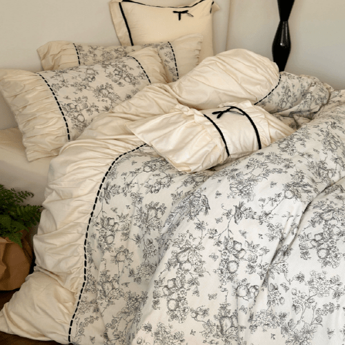 French Vintage Floral Cream Bedding Set - WonderlandByLilian