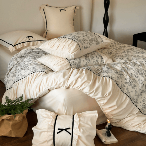 French Vintage Floral Cream Bedding Set - WonderlandByLilian
