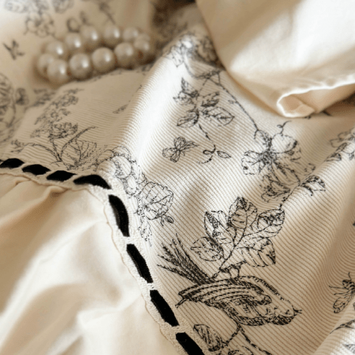 French Vintage Floral Cream Bedding Set - WonderlandByLilian