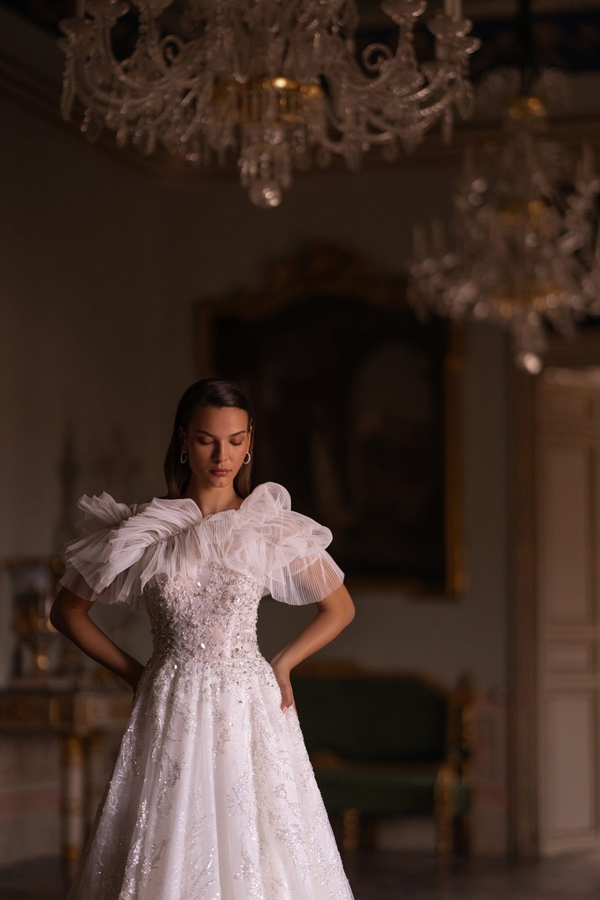 Glitter Princess Wedding Dress with Attachable Embellished Shoulders a WonderlandByLilian Glitter Princess Wedding Dress with Attachable Embellished Shoulders a WonderlandByLilian