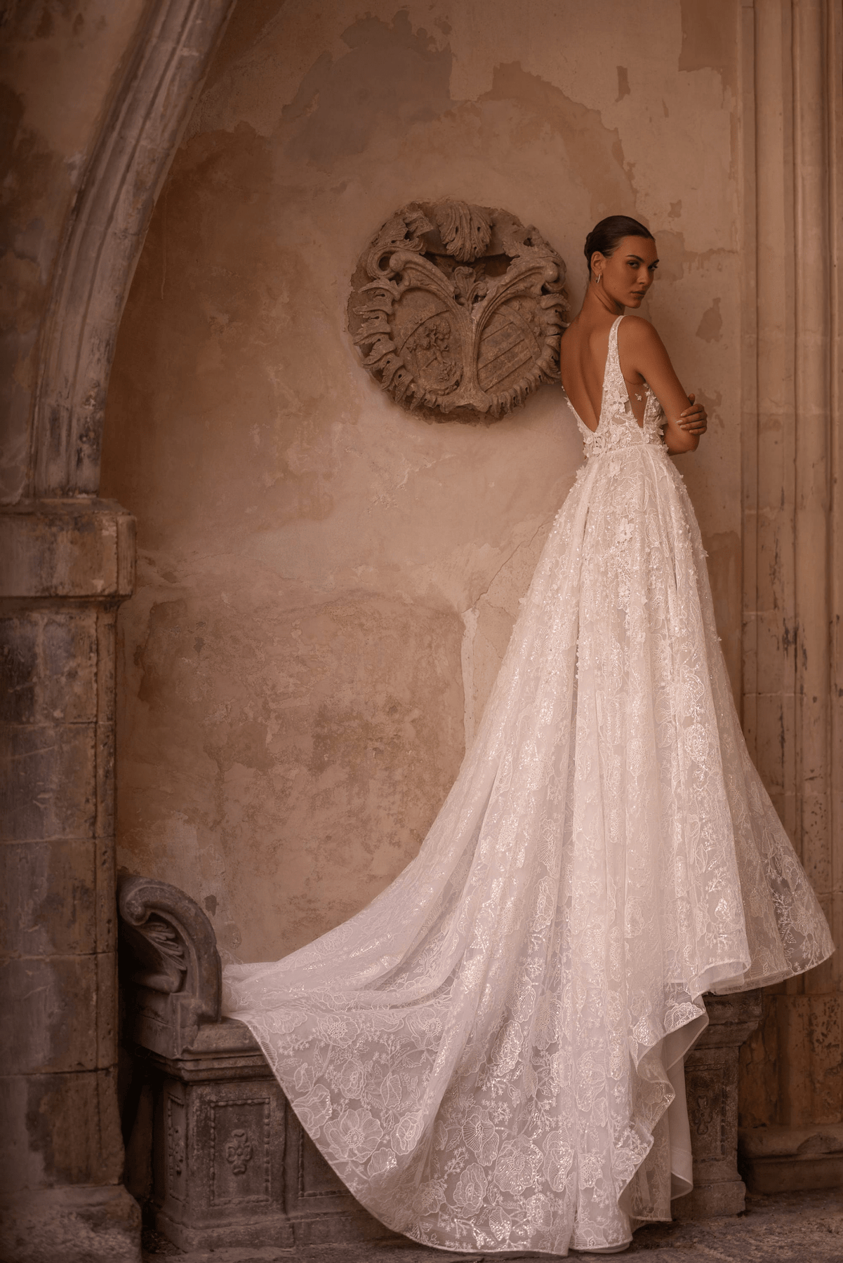 Glitter Tulle Wedding Dress with Floral Lace - Romantic Lace Low Back Wedding Dress Plus Size Size 8 Glitter Tulle Wedding Dress with Floral Lace - Romantic Lace Low Back Wedding Dress Plus Size Size 8