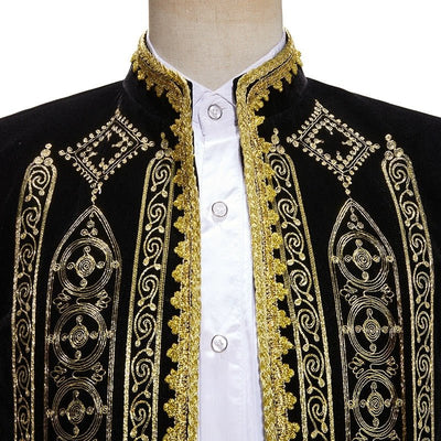 Gold Regency Vintage Menswear - Embroidered Velvet Suit Jacket for Men Plus Size - WonderlandByLilian