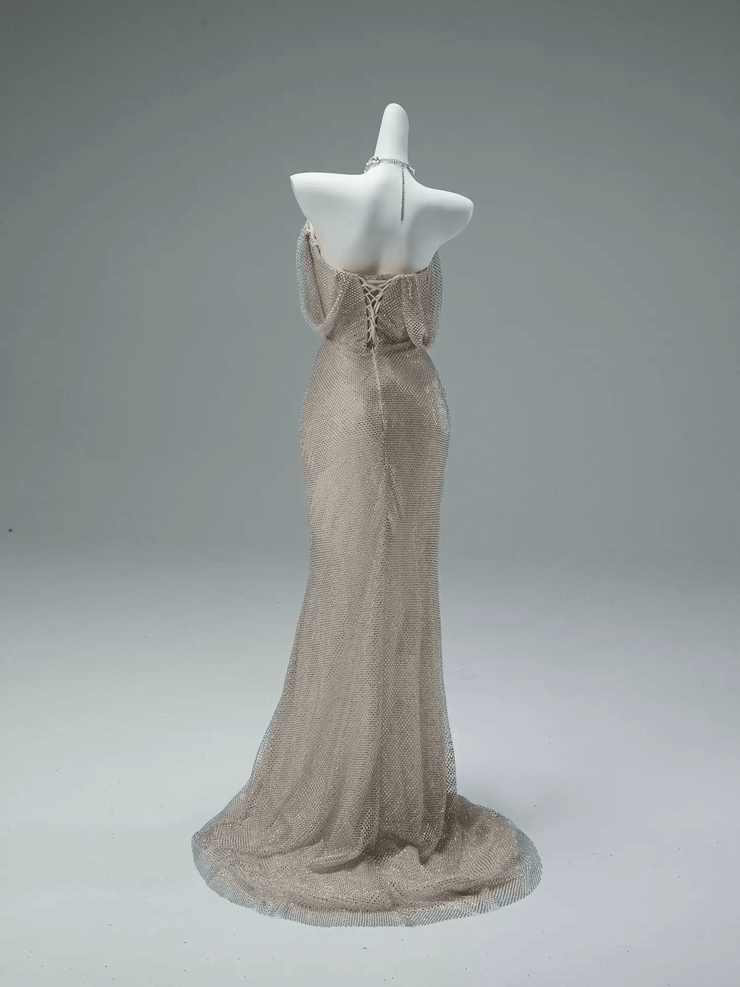 Gold Sequins Evening Gown with Corset Back – Strapless Formal Dress with Draped Sequin Layers Plus Size - WonderlandByLilian