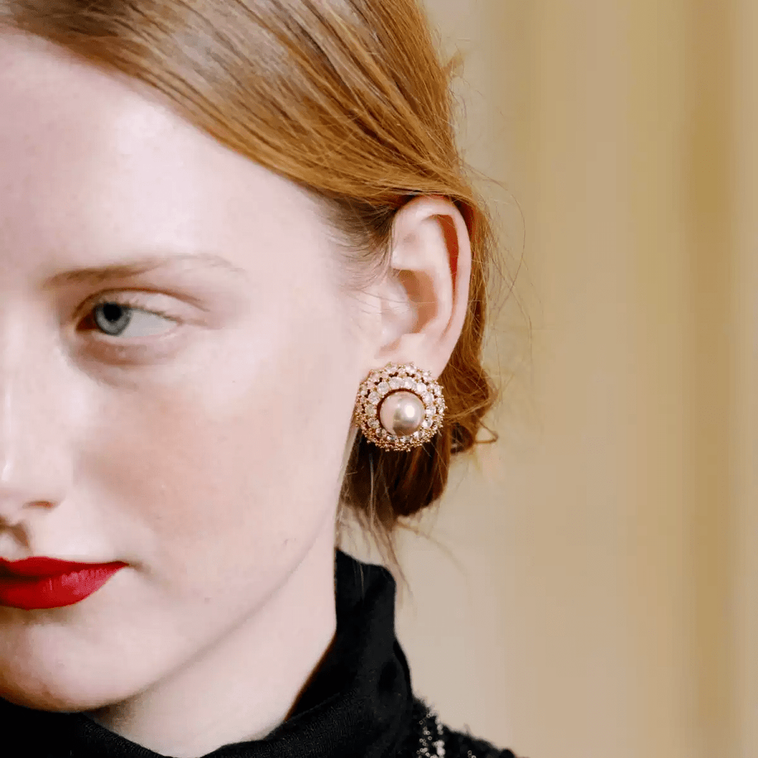 Golden Reverie – Vintage Pearl Earrings - The Royal Palace of Madrid - WonderlandByLilian