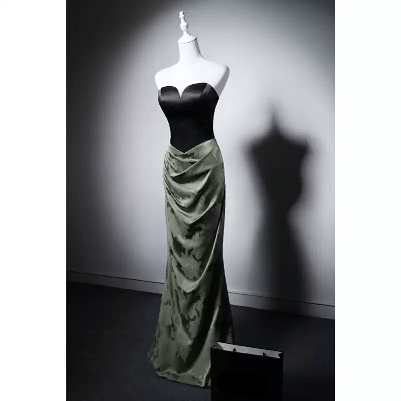 black and olive green dress Dark Olive Maxi Dress - Asymmetrical Maxi Dress - Column Dress