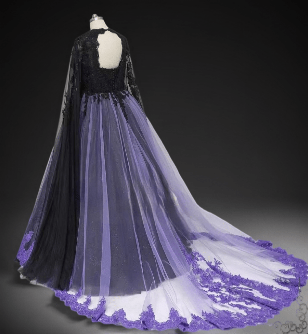 Order Black and Purple Gothic Wedding Dress | Plus Size Size 8 / Purple Order Black and Purple Gothic Wedding Dress | Plus Size Size 8 / Purple