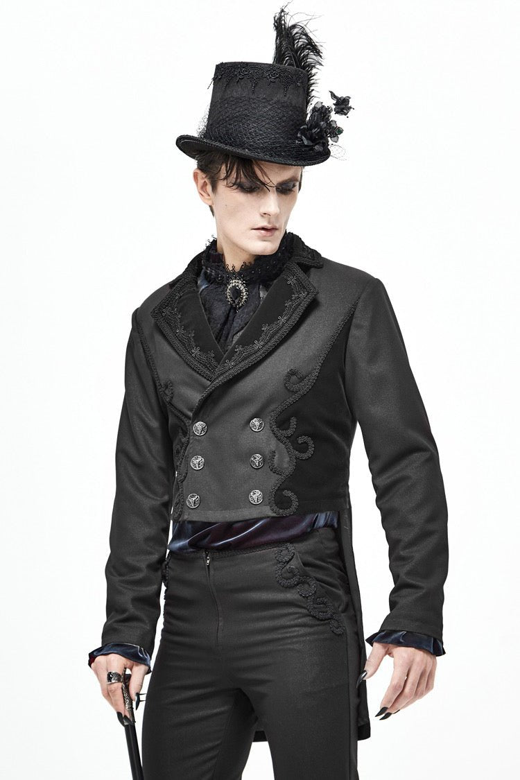 Gothic Black Bridgerton Inspired Style Tailcoat Jacket - Regency Men's Suit Set Plus Size - WonderlandByLilian