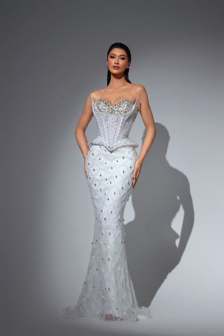 Gothic Black Embellished Gown - Sequin Ball Gown with Structured Bodice – Sparkly Maxi Dress Plus Size - WonderlandByLilian