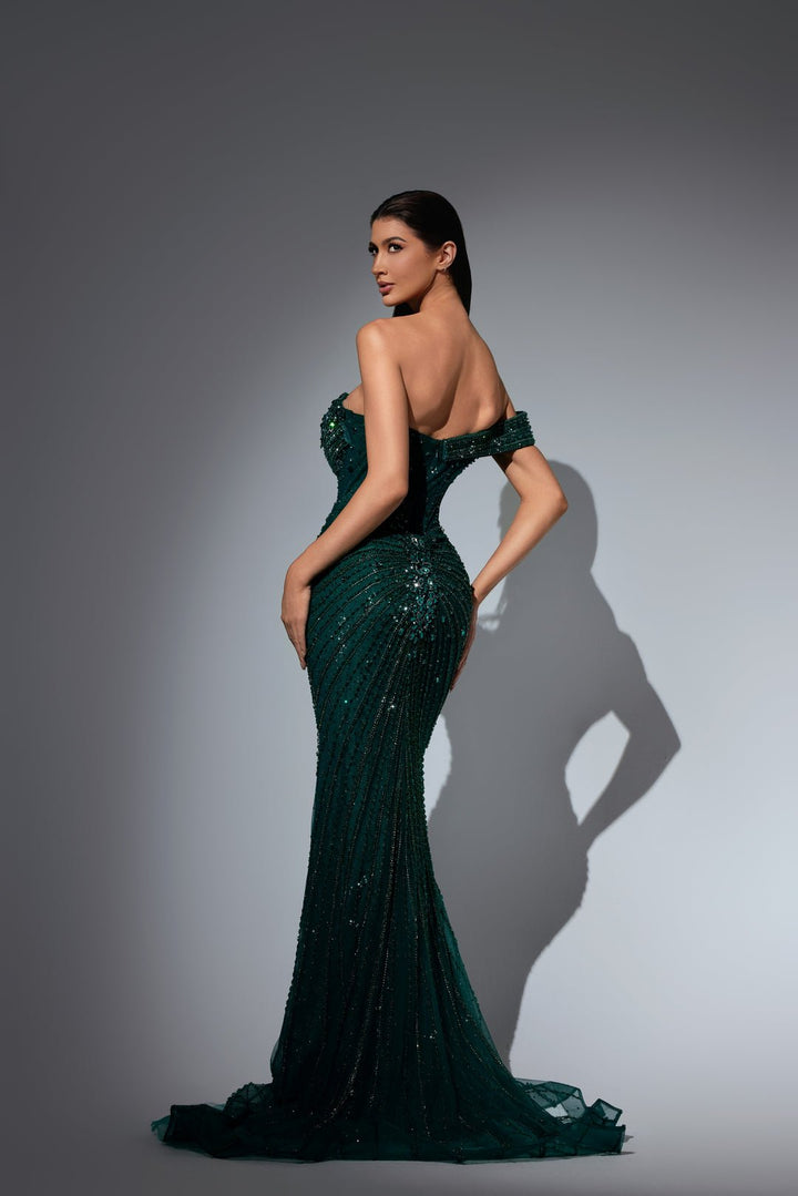 Gothic Black Sequin Prom Dress with Off Shoulder Sweetheart Bodice – Embellished Gown and Glitter Maxi Dress Plus Size - WonderlandByLilian