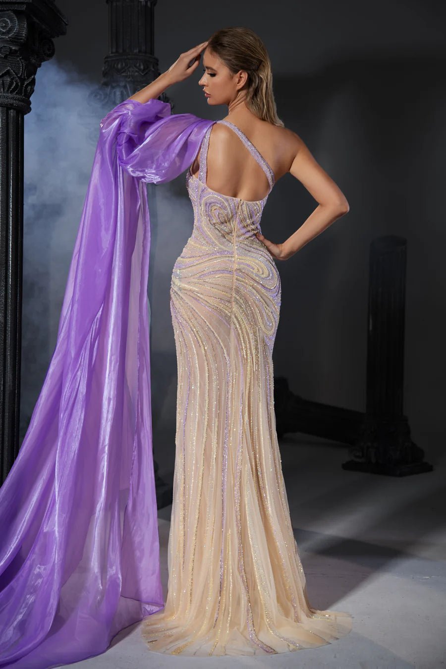 Gothic Green Sequin Evening Gown with Off-Shoulder Design and Tulle Overlay - Designer Sequin Gown and Glitter Dress Plus Size US 4 / Green Gothic Green Sequin Evening Gown with Off-Shoulder Design and Tulle Overlay - Designer Sequin Gown and Glitter Dress Plus Size US 4 / Green