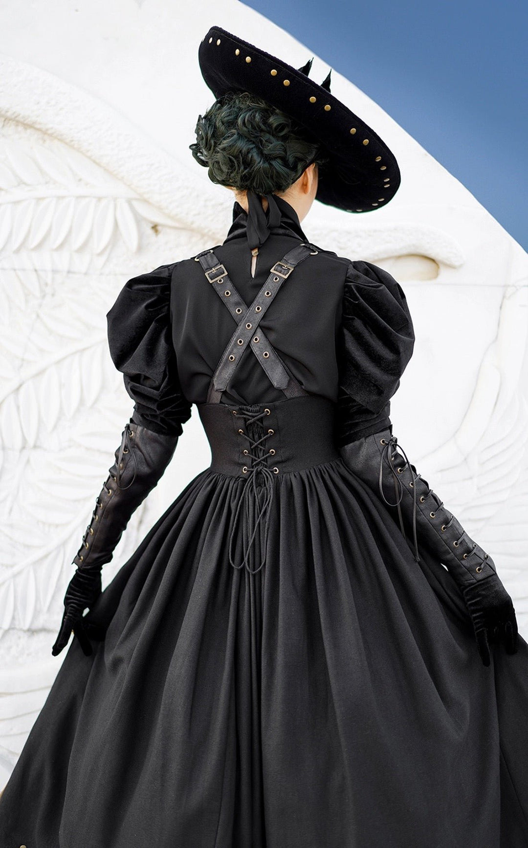 Gothic Lolita Black Ball Gown with puff sleeve - Gothic Corset Dress w WonderlandByLilian Gothic Lolita Black Ball Gown with puff sleeve - Gothic Corset Dress w WonderlandByLilian