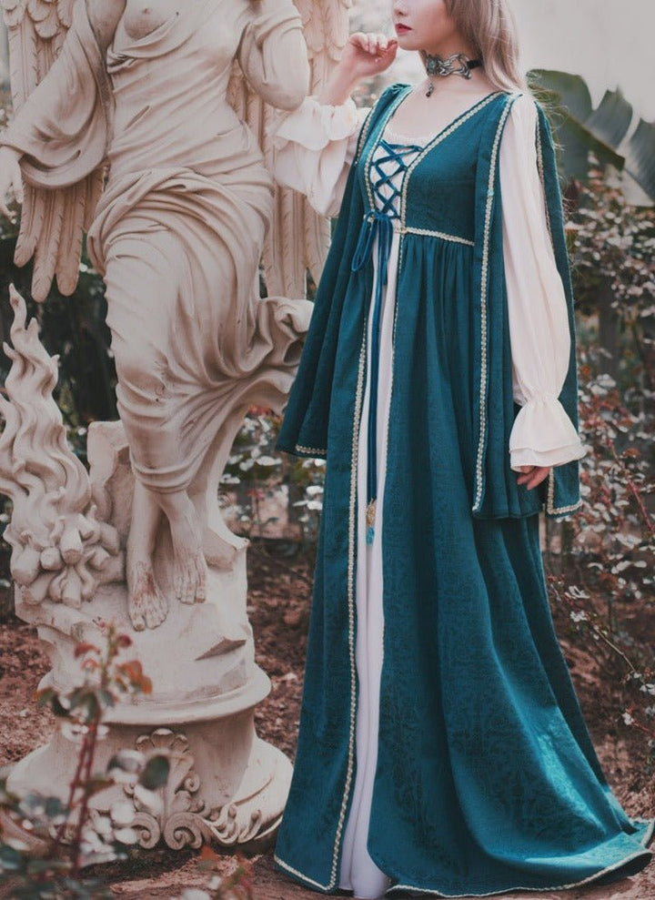 Gothic Lolita Dress - Teal Medieval - Inspired Gown and Gothic Dress Plus Size - WonderlandByLilian