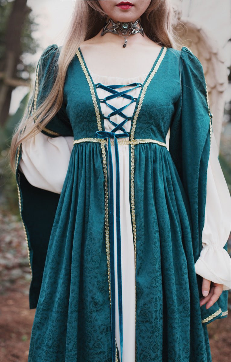 Gothic Lolita Dress - Teal Medieval - Inspired Gown and Gothic Dress Plus Size - WonderlandByLilian