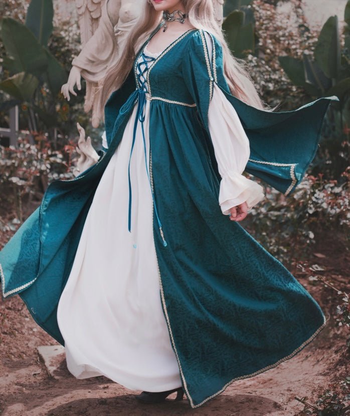 Gothic Lolita Dress - Teal Medieval - Inspired Gown and Gothic Dress Plus Size - WonderlandByLilian