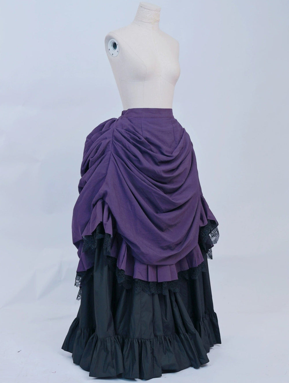 Gothic Lolita Purple Dress - Purple and Black Ball Gown - Victorian - Inspired Dress with Long Sleeves Plus Size - WonderlandByLilian